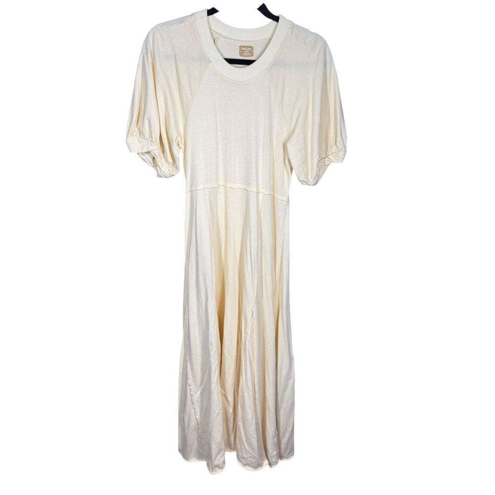 Free People Brentwood Maxi Dress XS Pale Yellow Free-Est Pullover Short Sleeve